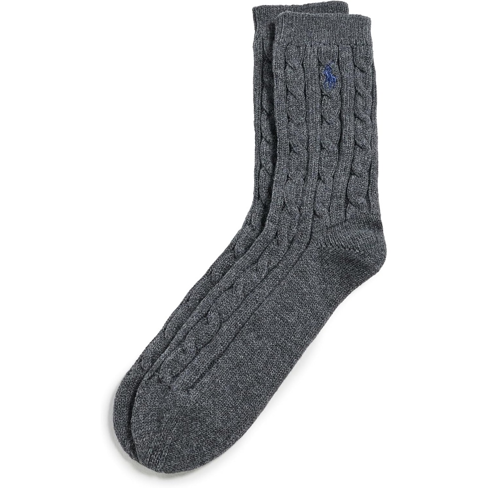 imagePOLO RALPH LAUREN Womens Cable Solid Color Crew SocksGrey Heather