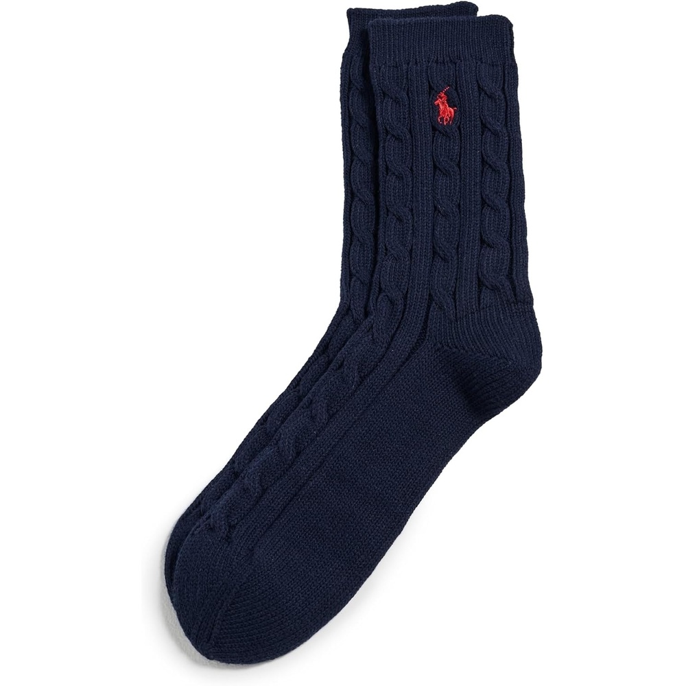 imagePOLO RALPH LAUREN Womens Cable Solid Color Crew SocksNavy