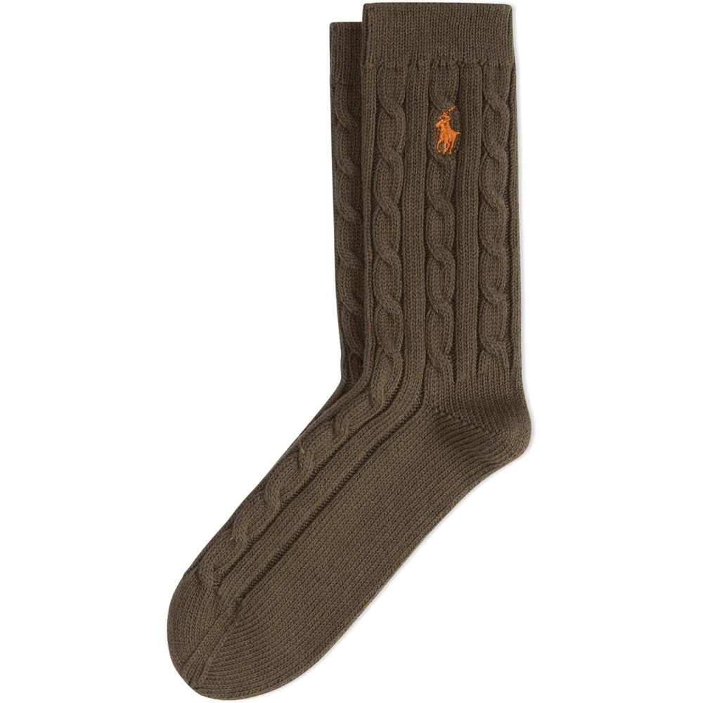 imagePOLO RALPH LAUREN Womens Cable Solid Color Crew SocksPine Green