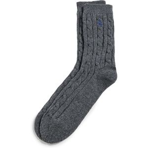 POLO RALPH LAUREN Women’s Cable Solid Color Crew Socks(Grey Heather)