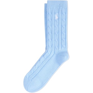 POLO RALPH LAUREN Women’s Cable Solid Color Crew Socks(Light Blue)