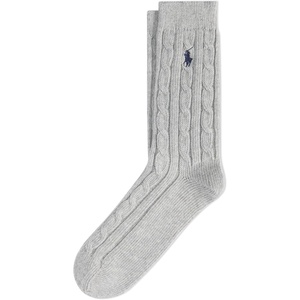POLO RALPH LAUREN Women’s Cable Solid Color Crew Socks(Light Gray Heather)