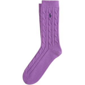 POLO RALPH LAUREN Women’s Cable Solid Color Crew Socks(Purple)