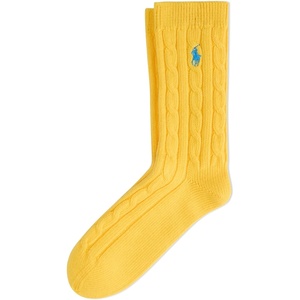 POLO RALPH LAUREN Women’s Cable Solid Color Crew Socks(Yellow)