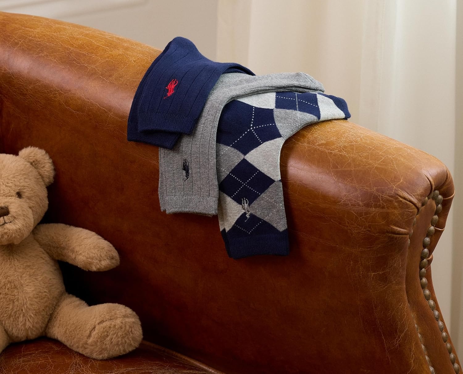 imagePOLO RALPH LAUREN Boys Argyle Pattern Dress Crew Socks 3 Pair Pack Soft Lightweight Cotton ComfortCharcoal Assorted