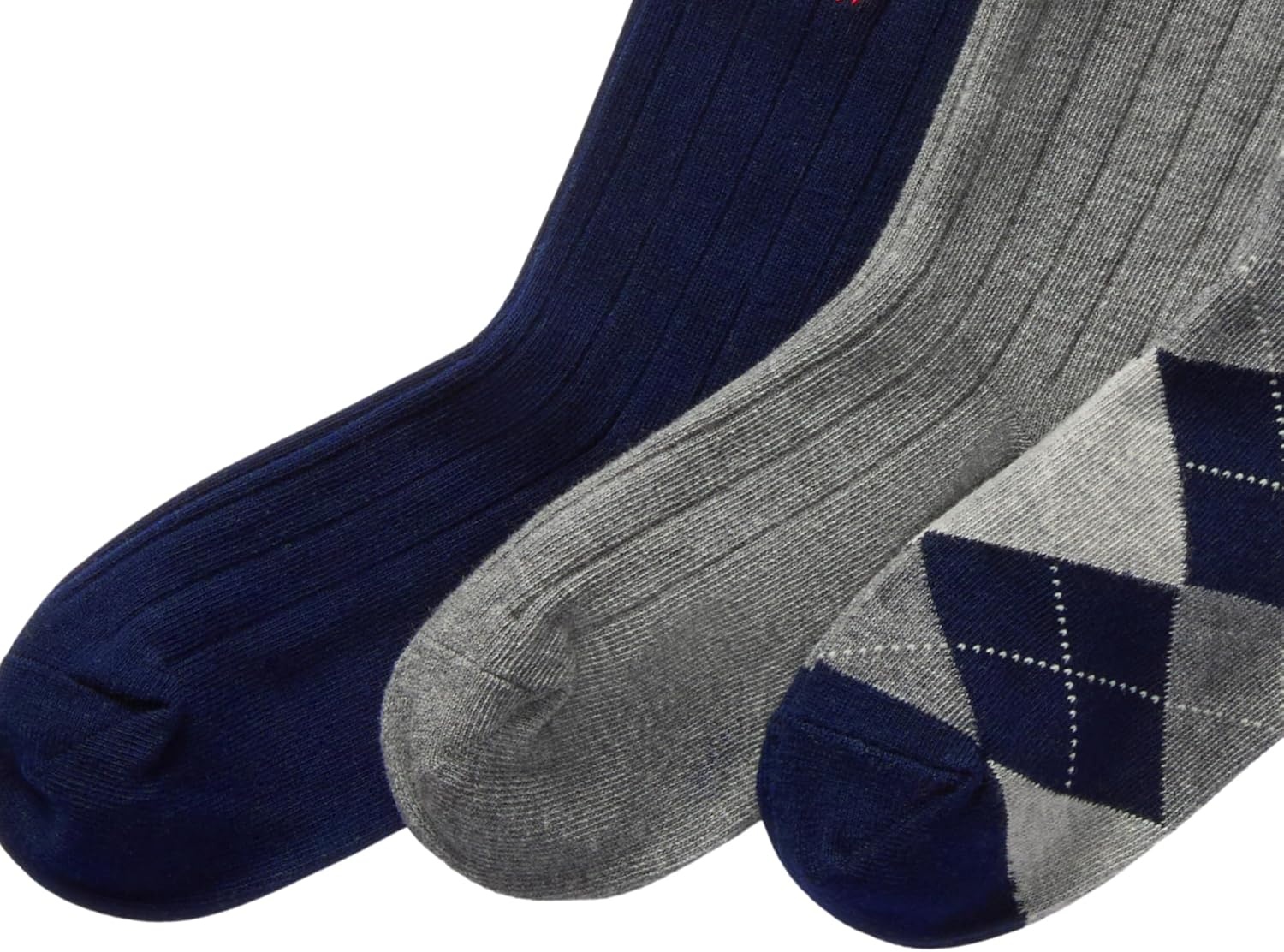 imagePOLO RALPH LAUREN Boys Argyle Pattern Dress Crew Socks 3 Pair Pack Soft Lightweight Cotton ComfortNavy Assorted