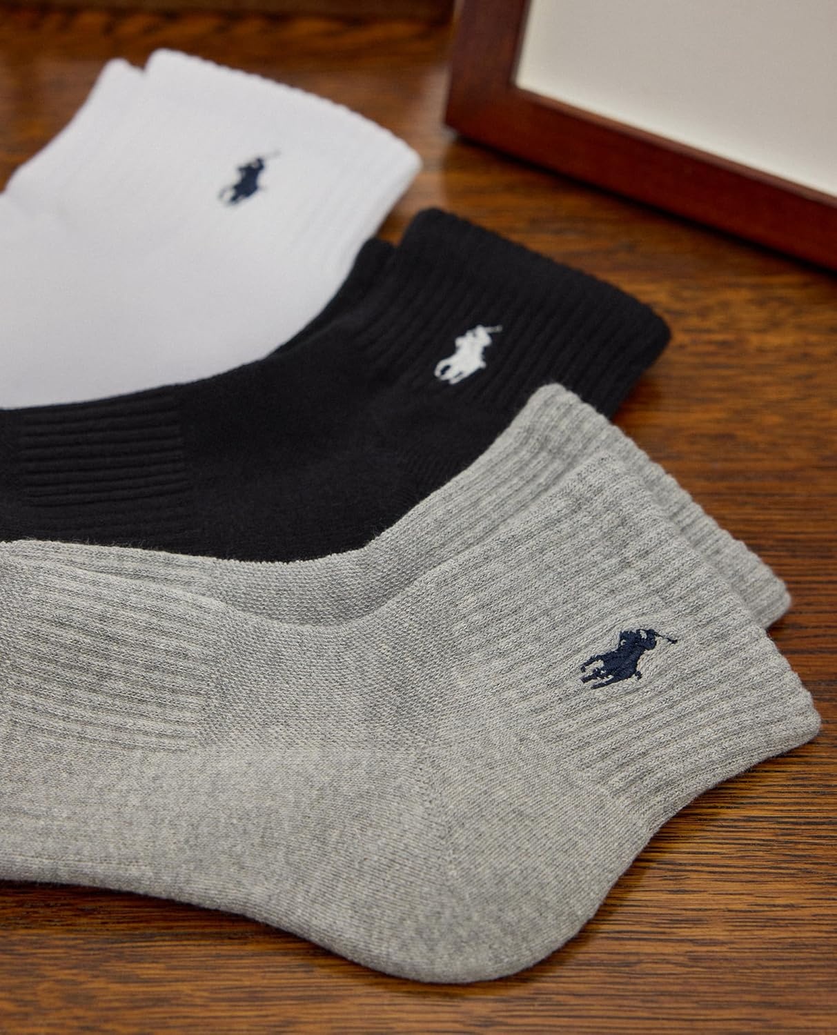 imagePOLO RALPH LAUREN Boys Athletic Performance Ankle Socks 6 Pair Pack Soft Cushioned ComfortGray Heather Assorted