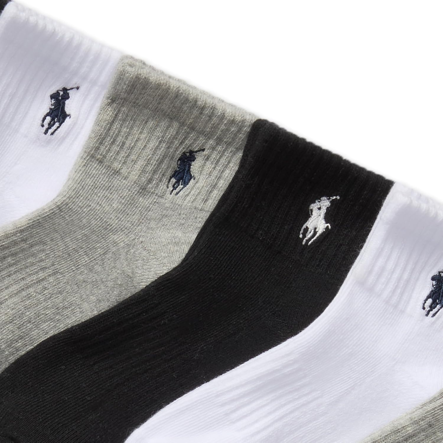 imagePOLO RALPH LAUREN Boys Athletic Performance Ankle Socks 6 Pair Pack Soft Cushioned ComfortGray Heather Assorted