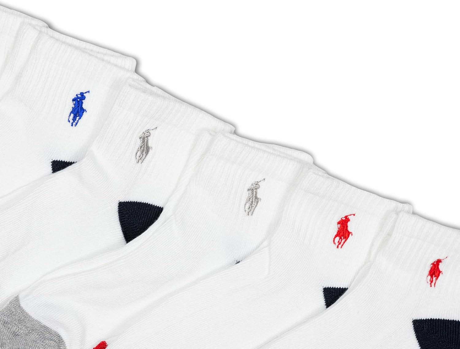 imagePOLO RALPH LAUREN Boys Athletic Performance Ankle Socks 6 Pair Pack Soft Cushioned ComfortWhite Assorted