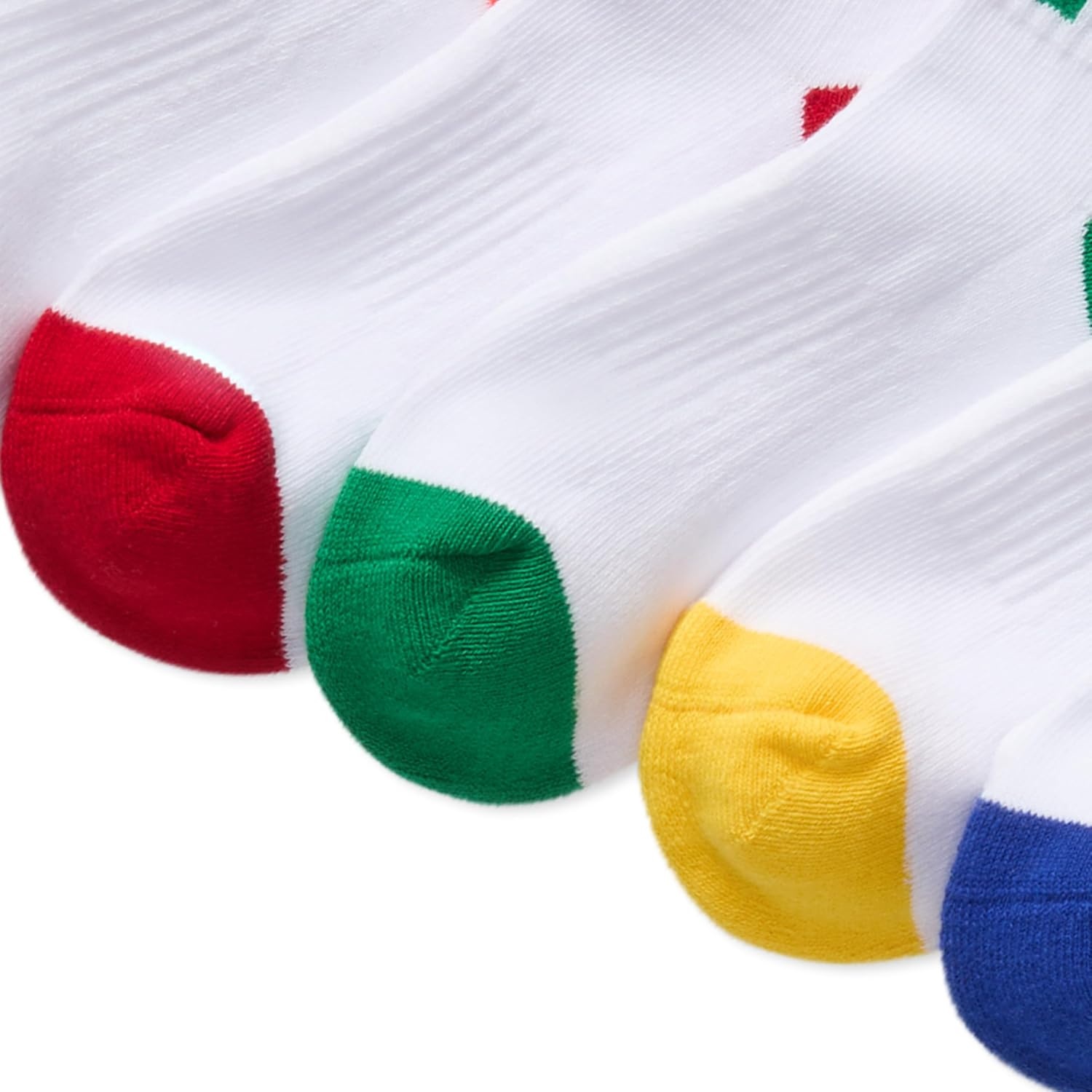 imagePOLO RALPH LAUREN Boys Athletic Performance Ankle Socks 6 Pair Pack Soft Cushioned ComfortWhite Color Tip Cotton