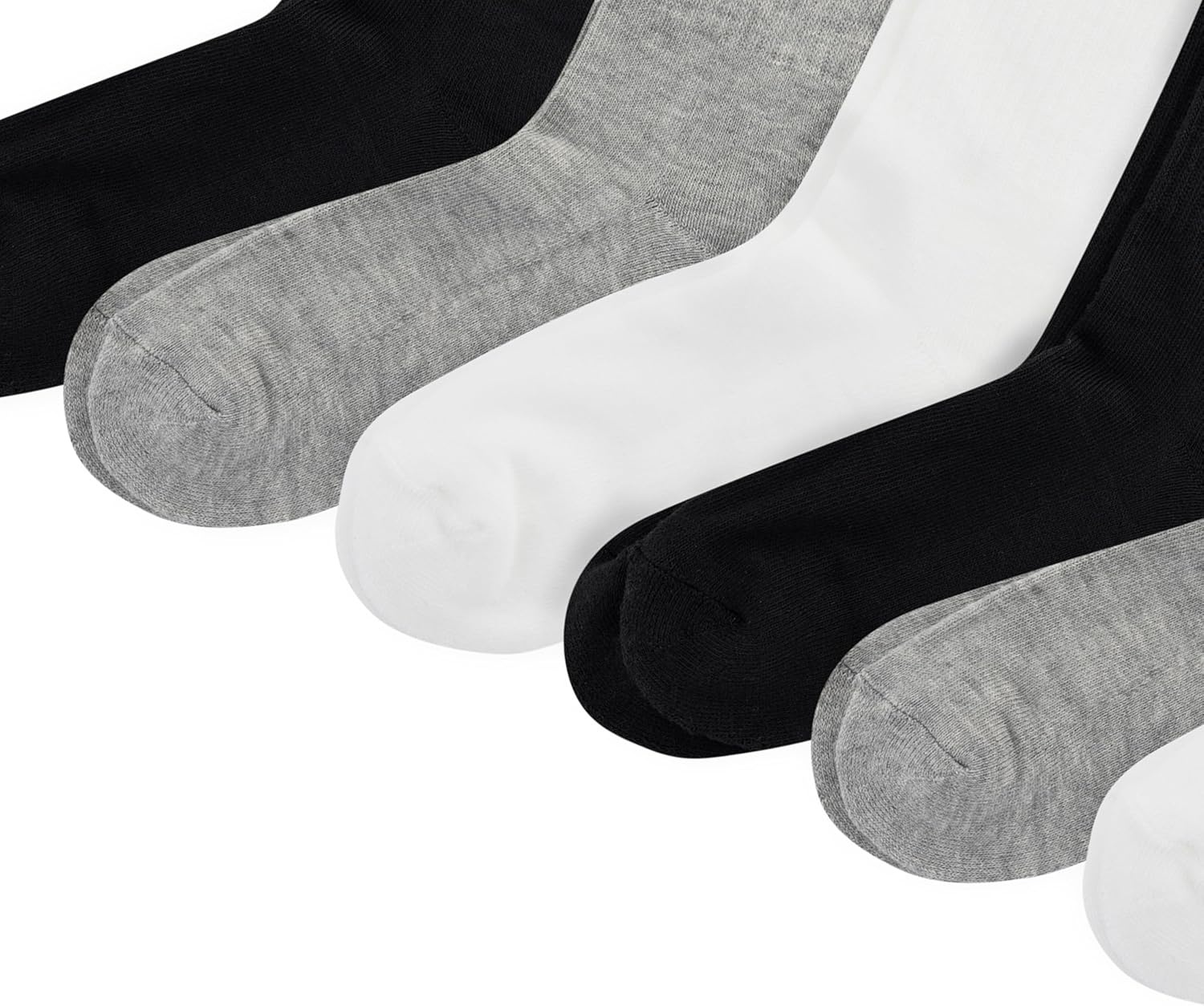 imagePOLO RALPH LAUREN Boys Athletic Performance Crew Socks 6 Pair Pack Soft Cushioned ComfortGray Assorted