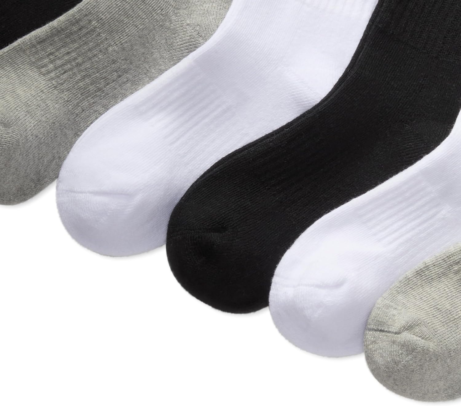 imagePOLO RALPH LAUREN Boys Athletic Performance Crew Socks 6 Pair Pack Soft Cushioned ComfortGray Heather Assorted