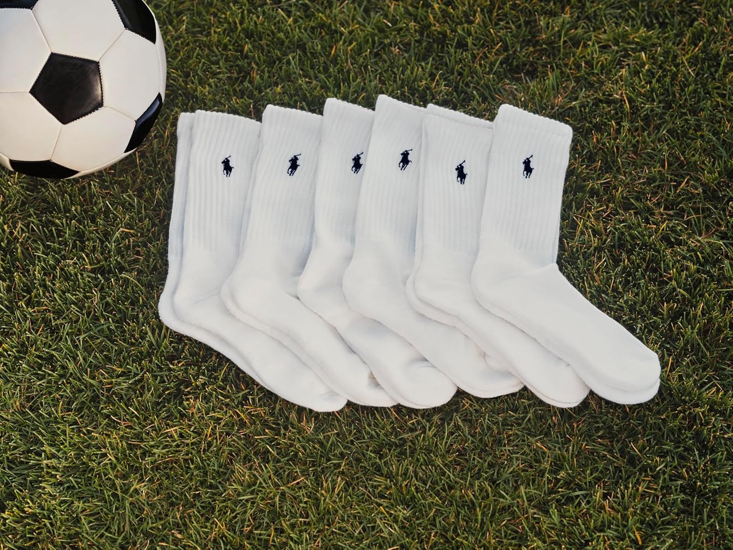 imagePOLO RALPH LAUREN Boys Athletic Performance Crew Socks 6 Pair Pack Soft Cushioned ComfortWhite Assorted
