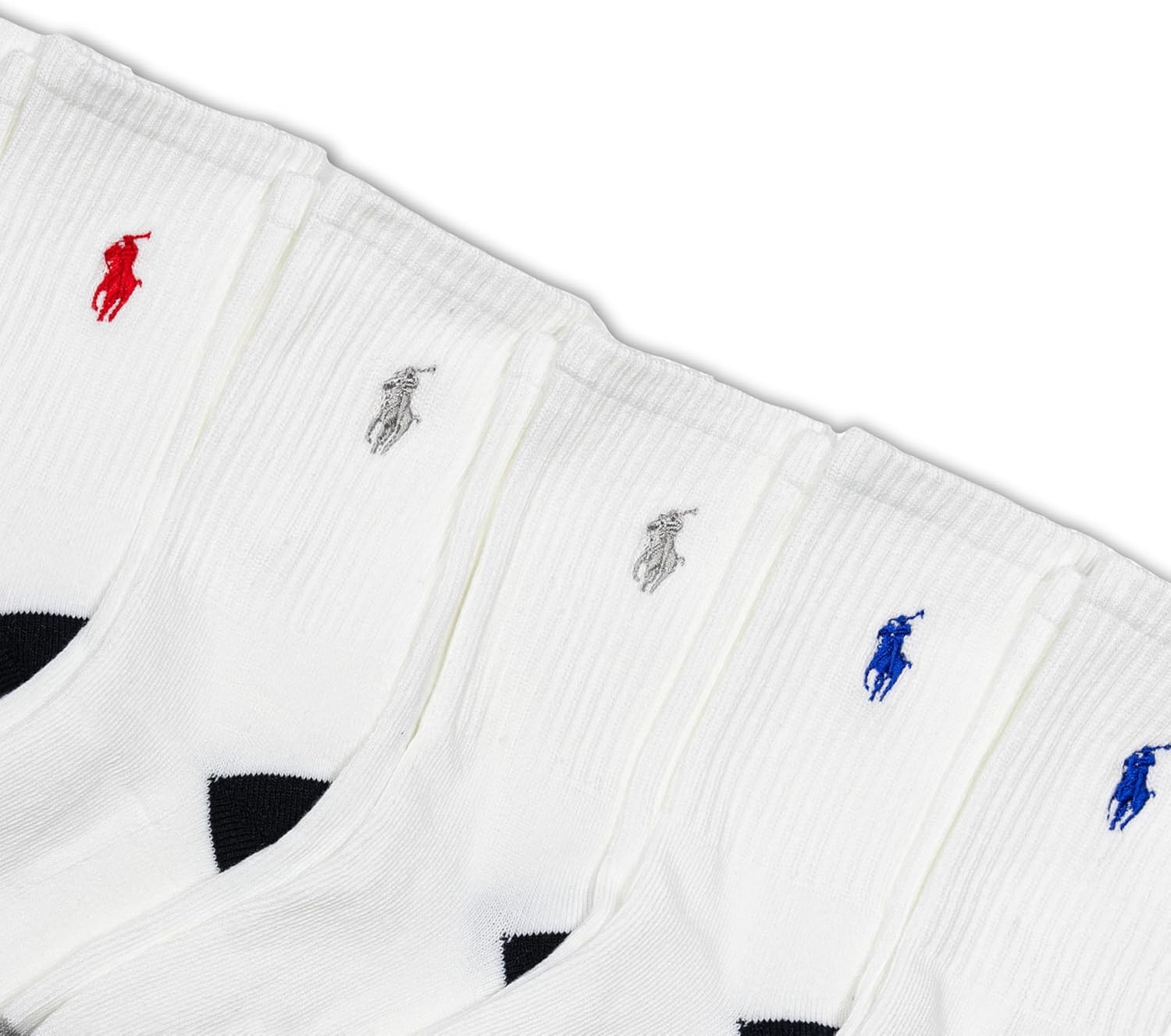 imagePOLO RALPH LAUREN Boys Athletic Performance Crew Socks 6 Pair Pack Soft Cushioned ComfortWhite Assorted