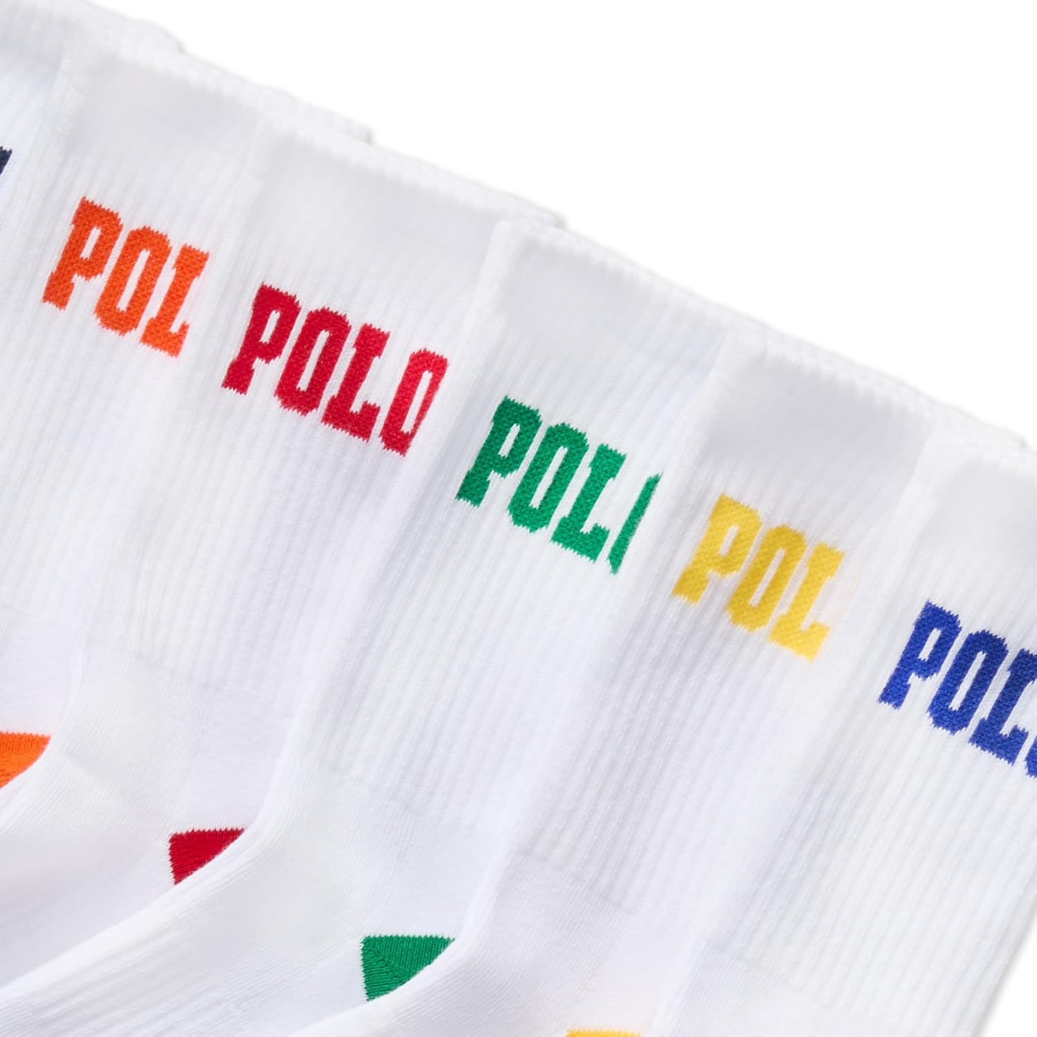 imagePOLO RALPH LAUREN Boys Athletic Performance Crew Socks 6 Pair Pack Soft Cushioned ComfortWhite Color Tip Cotton