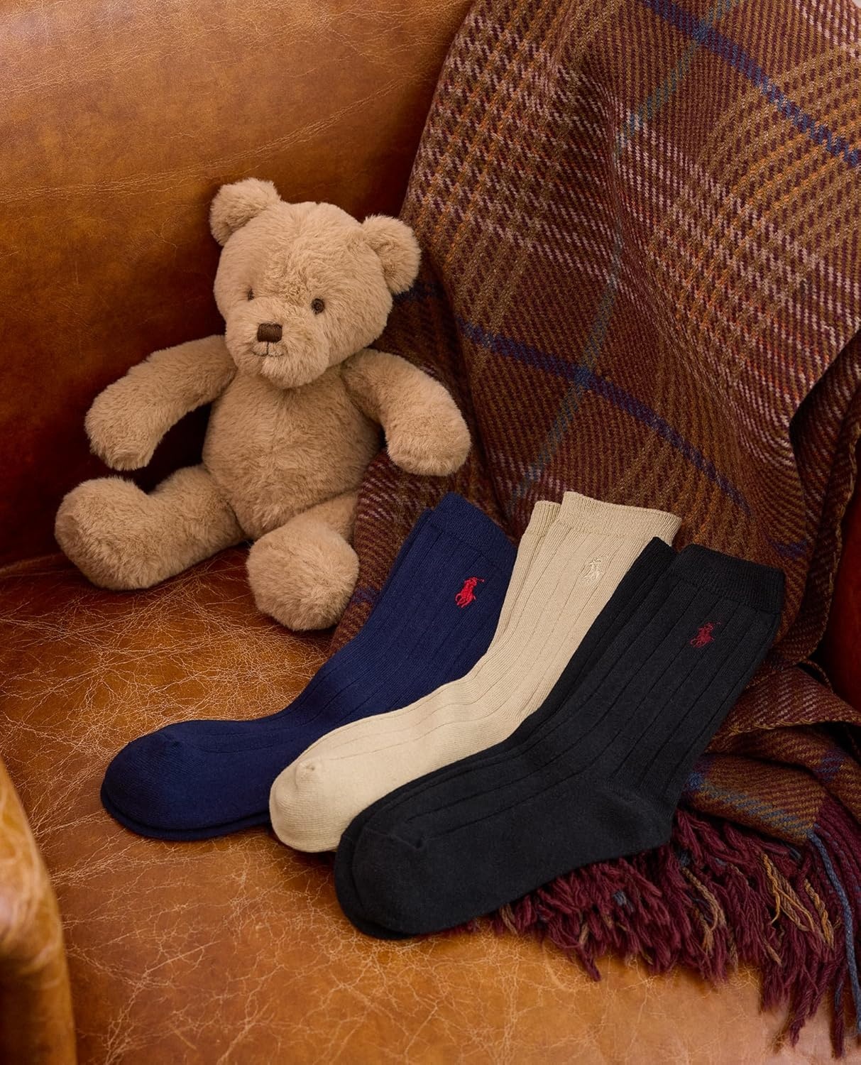 imagePOLO RALPH LAUREN Boys Classic Solid Rib Dress Crew Socks 3 Pair Pack Sustainable Cotton ComfortNavy Assorted