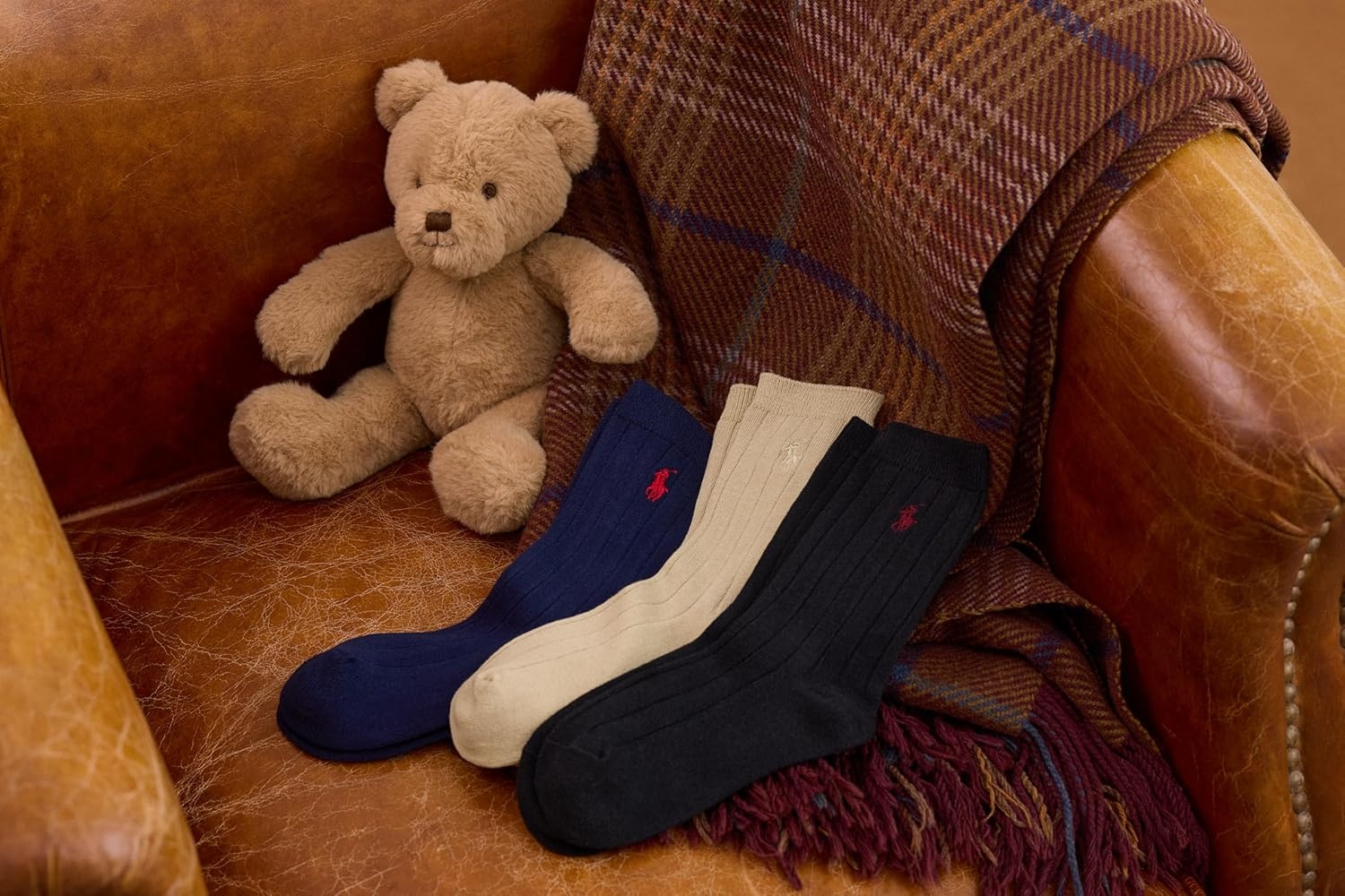 imagePOLO RALPH LAUREN Boys Classic Solid Rib Dress Crew Socks 3 Pair Pack Sustainable Cotton ComfortNavy Assorted