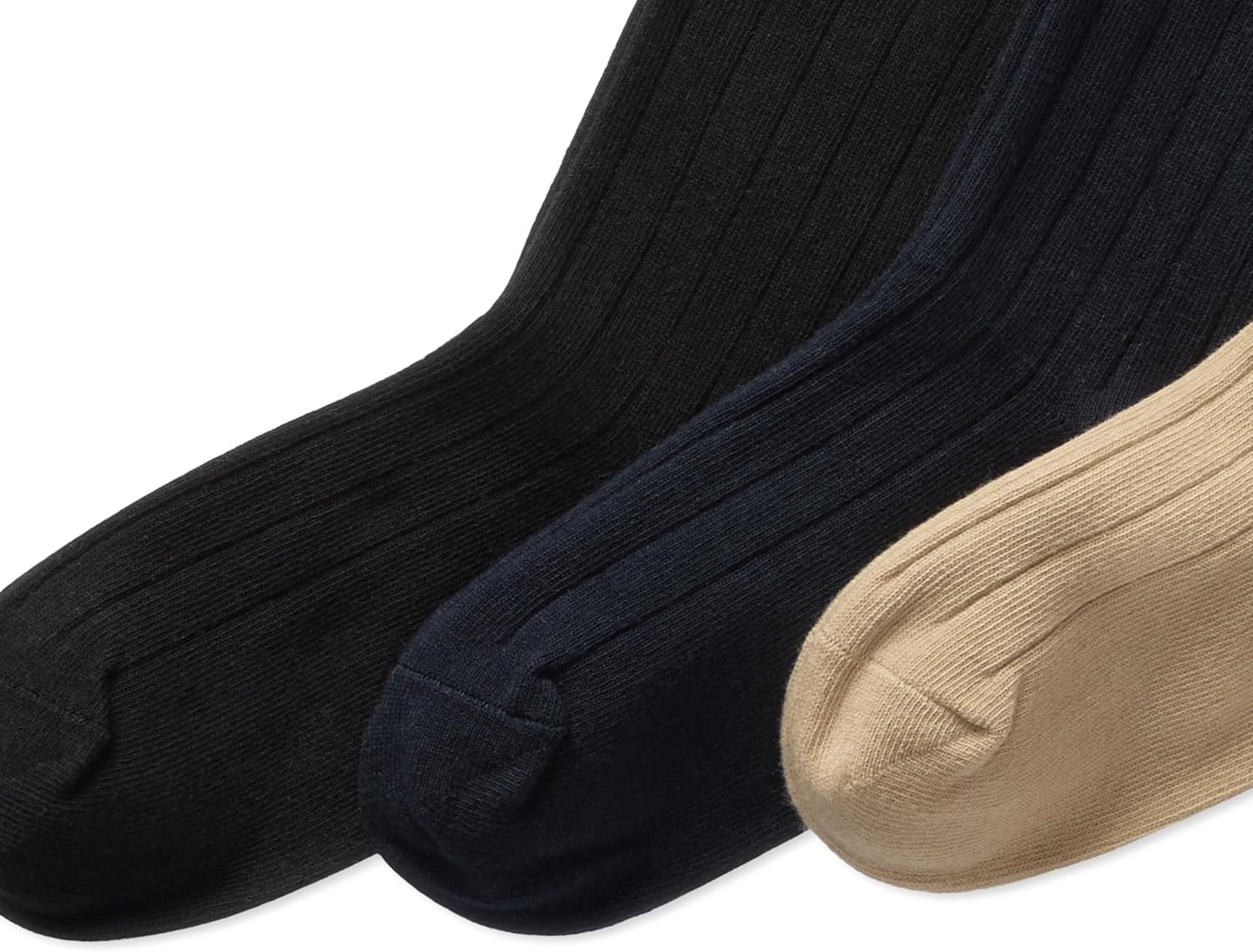 imagePOLO RALPH LAUREN Boys Classic Solid Rib Dress Crew Socks 3 Pair Pack Sustainable Cotton ComfortTan