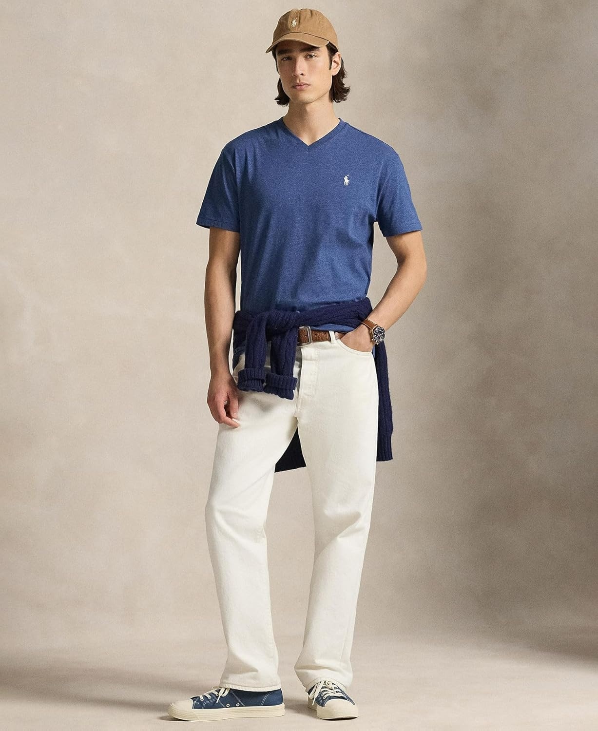 imagePOLO RALPH LAUREN Classic Fit VNeck TShirtDerbyblue Heather