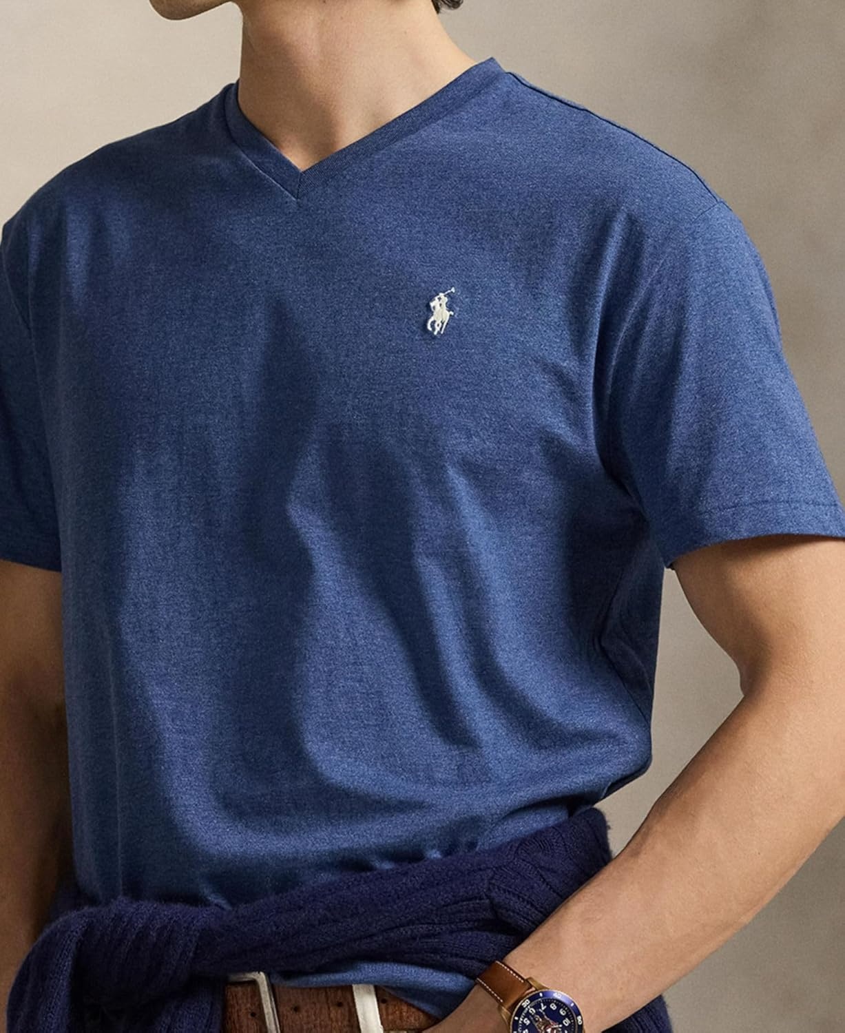 imagePOLO RALPH LAUREN Classic Fit VNeck TShirtDerbyblue Heather