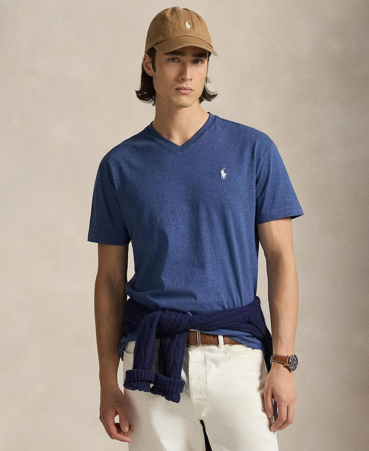 imagePOLO RALPH LAUREN Classic Fit VNeck TShirtDerbyblue Heather