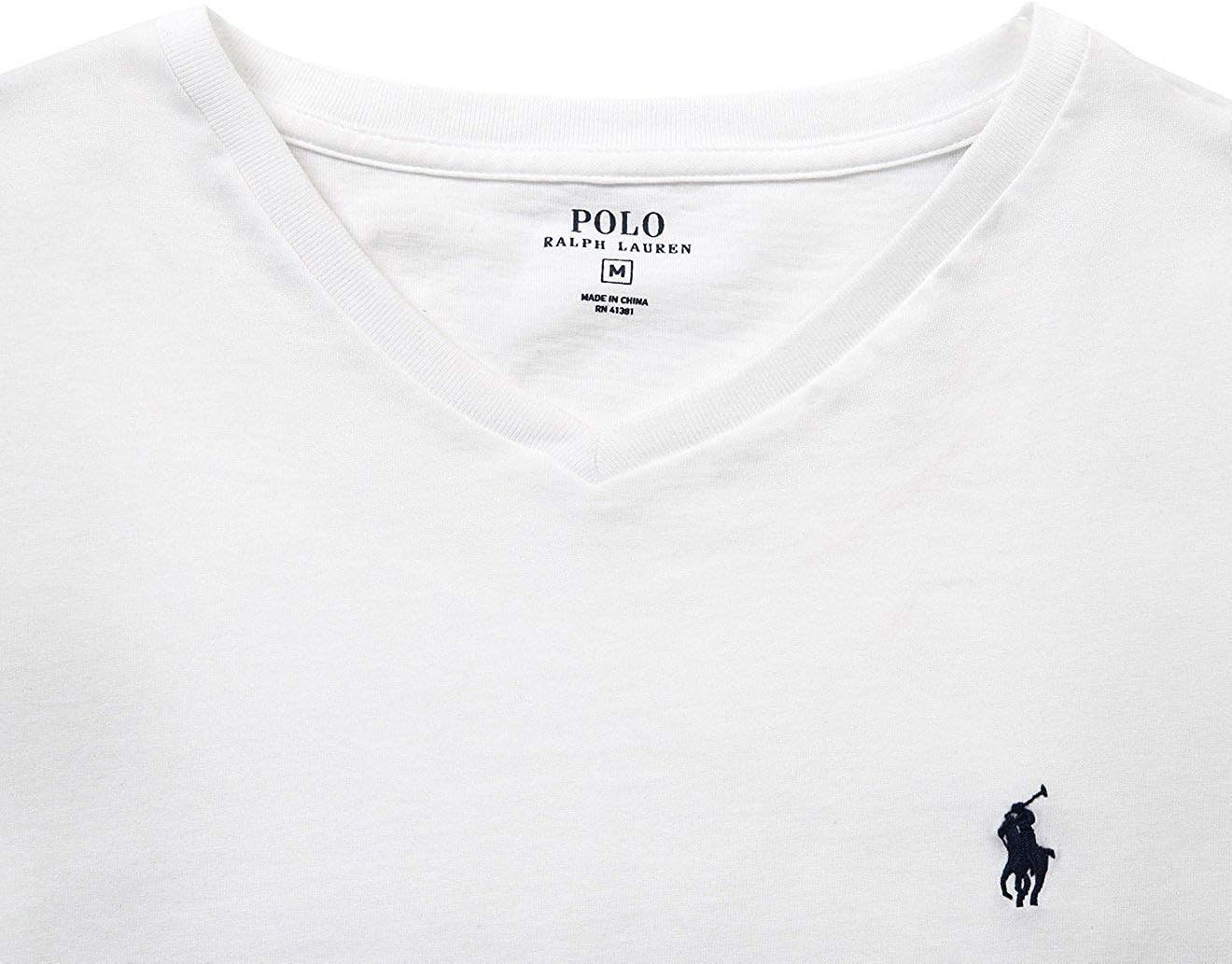 imagePOLO RALPH LAUREN Classic Fit VNeck TShirtWhite Navy Pony