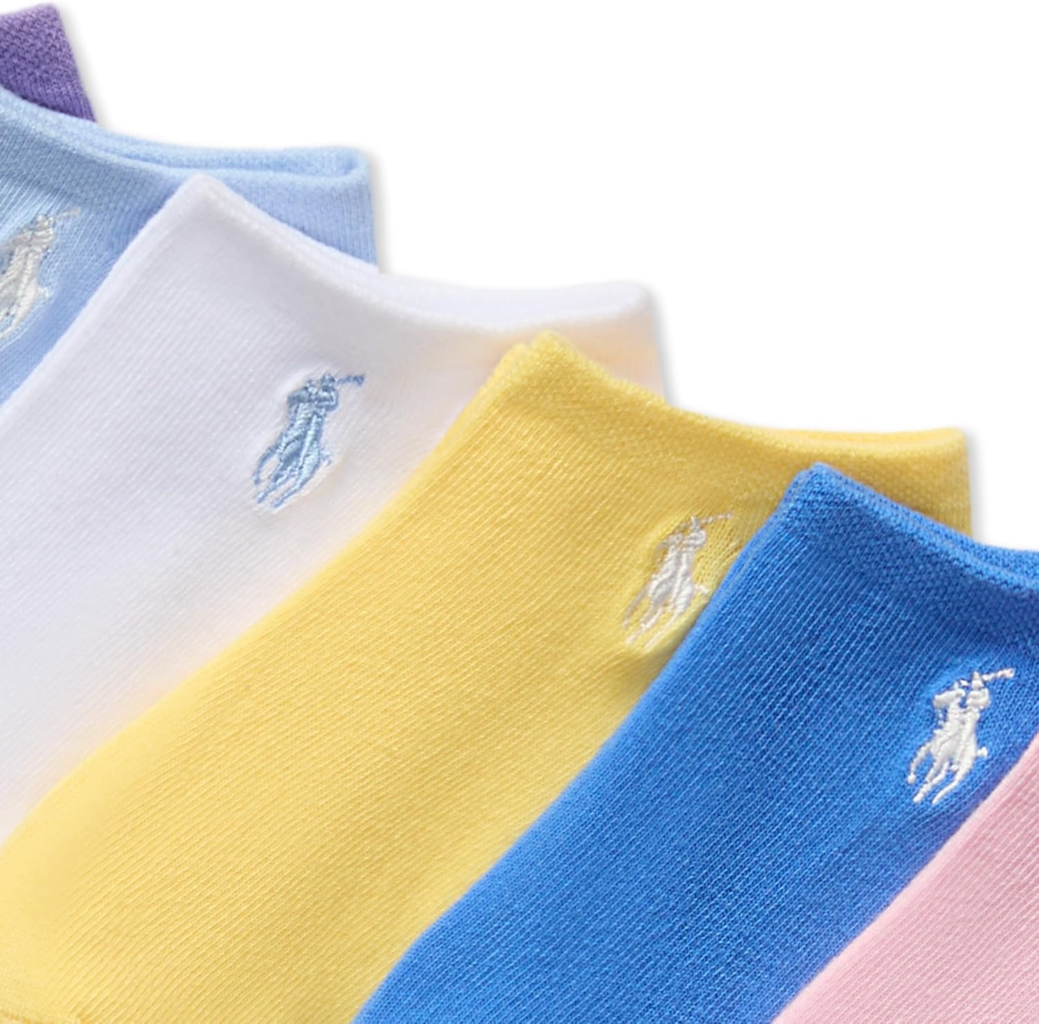 imagePOLO RALPH LAUREN Girls Athletic Performance Low Cut Soft Lightweight Comfort Socks 6PackPastel Cotton