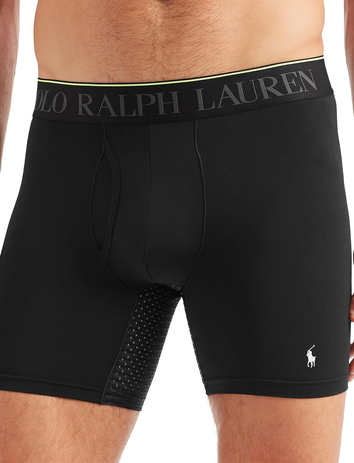 imagePOLO RALPH LAUREN Mens 4D Flex Performance Air Boxer Briefs Regular and Long Leg 3PackPolo BlackWhite 3 Pack