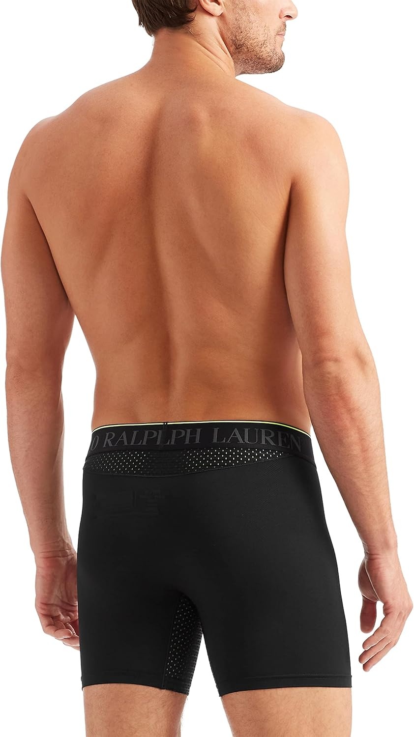 imagePOLO RALPH LAUREN Mens 4D Flex Performance Air Boxer Briefs Regular and Long Leg 3PackPolo BlackWhite 3 Pack