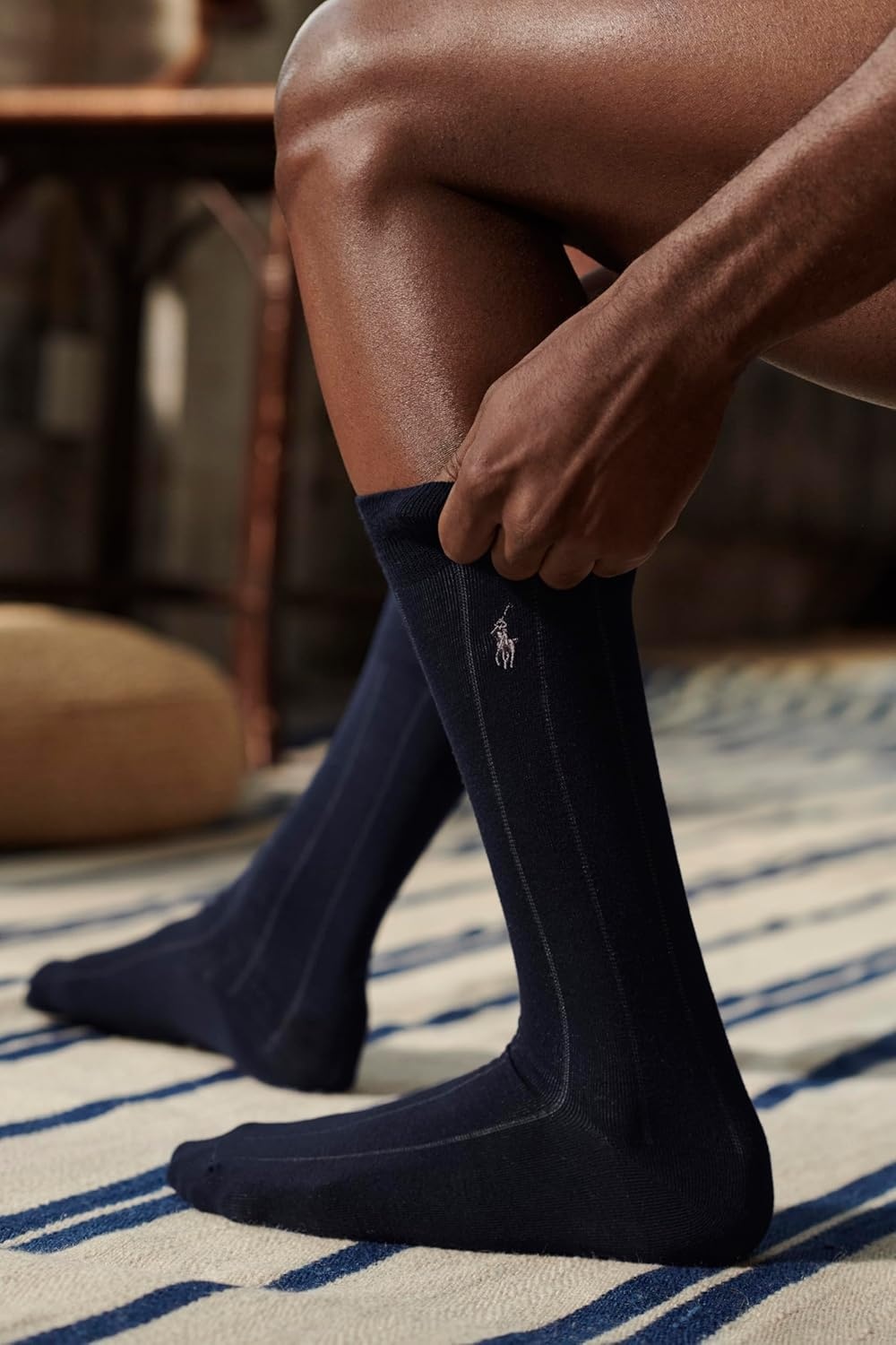imagePOLO RALPH LAUREN Mens Assorted Pattern Dress Crew Socks 4PackBlack