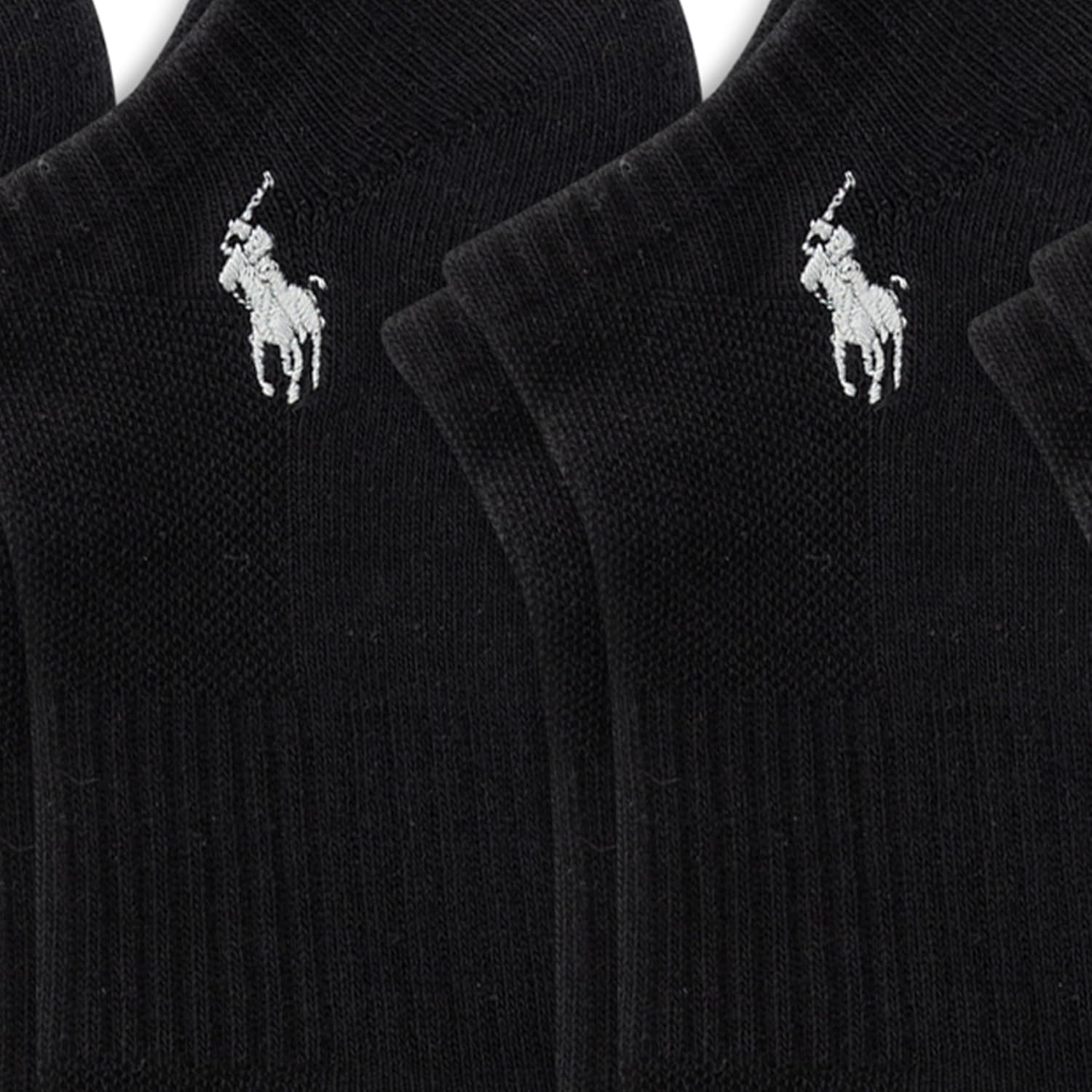 imagePOLO RALPH LAUREN Mens Athletic Performance Cotton Low Cut Socks 6 Pair Pack Moisture Wicking MeshBlack