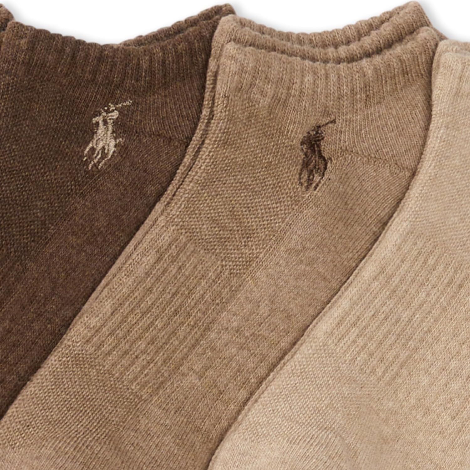 imagePOLO RALPH LAUREN Mens Athletic Performance Cotton Low Cut Socks 6 Pair Pack Moisture Wicking MeshBrown