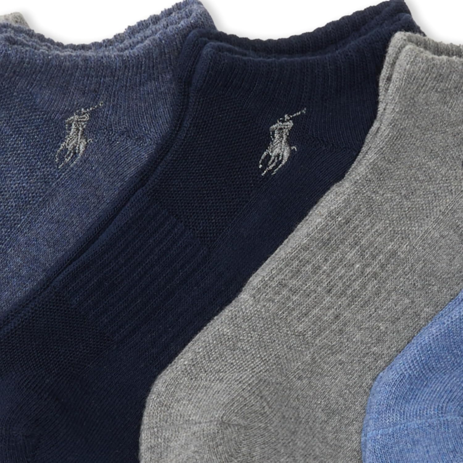 imagePOLO RALPH LAUREN Mens Athletic Performance Cotton Low Cut Socks 6 Pair Pack Moisture Wicking MeshDenim