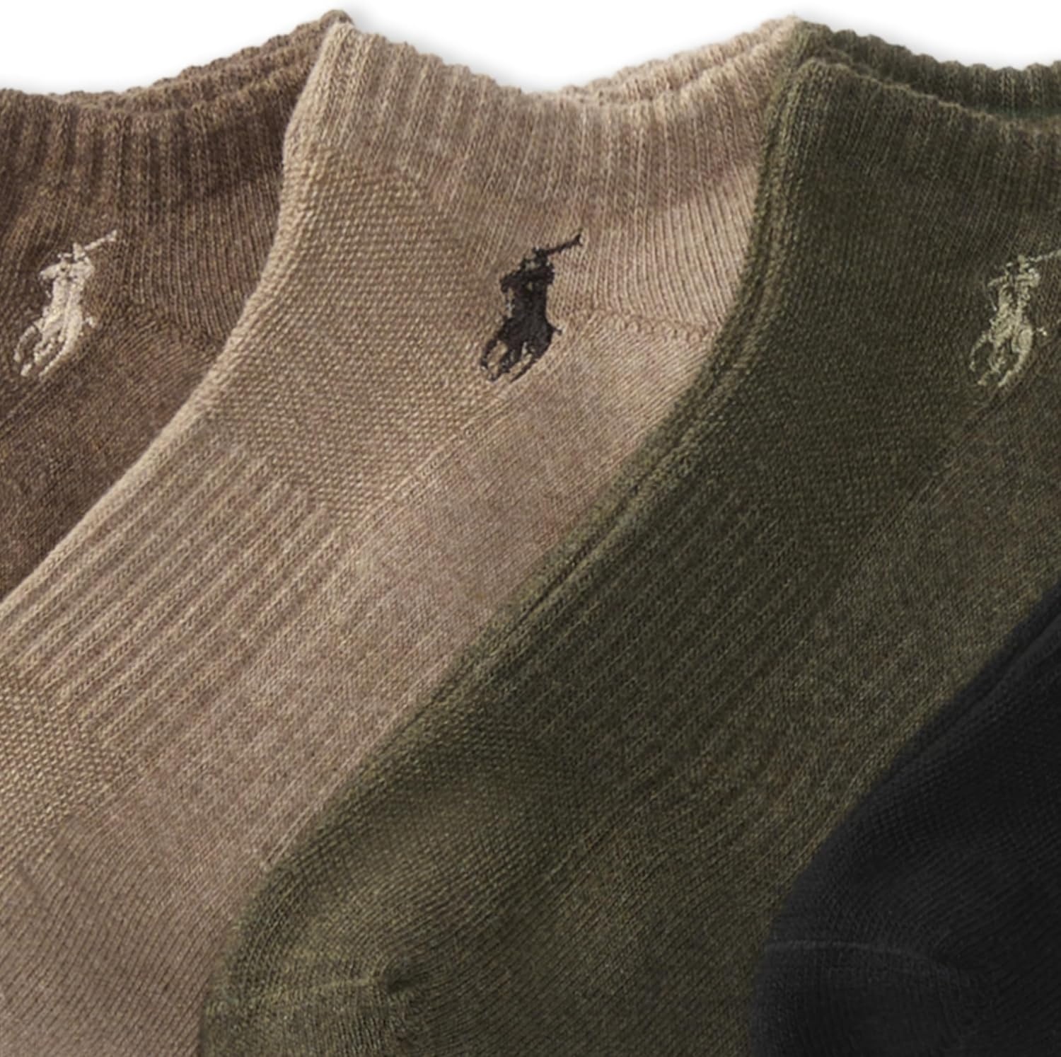 imagePOLO RALPH LAUREN Mens Athletic Performance Cotton Low Cut Socks 6 Pair Pack Moisture Wicking MeshOlive Assorted