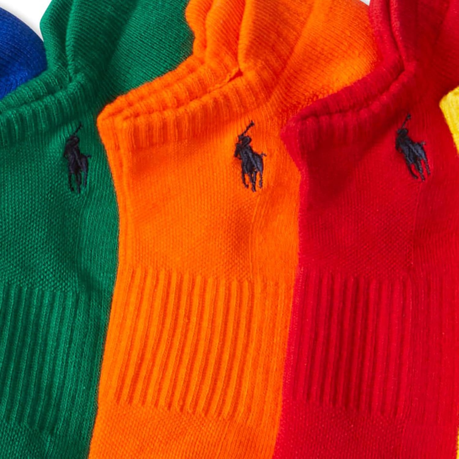 imagePOLO RALPH LAUREN Mens Athletic Performance Cotton Low Cut Socks 6 Pair Pack Moisture Wicking MeshSolid Bright