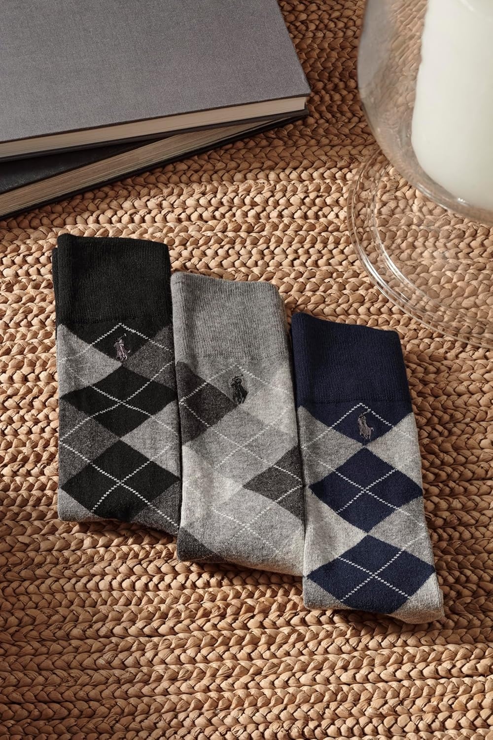 imagePOLO RALPH LAUREN Mens Casual Wool Ribbed Boot Crew Socks 1 Pair Pack Doer LambswoolBlack Navy Assorted