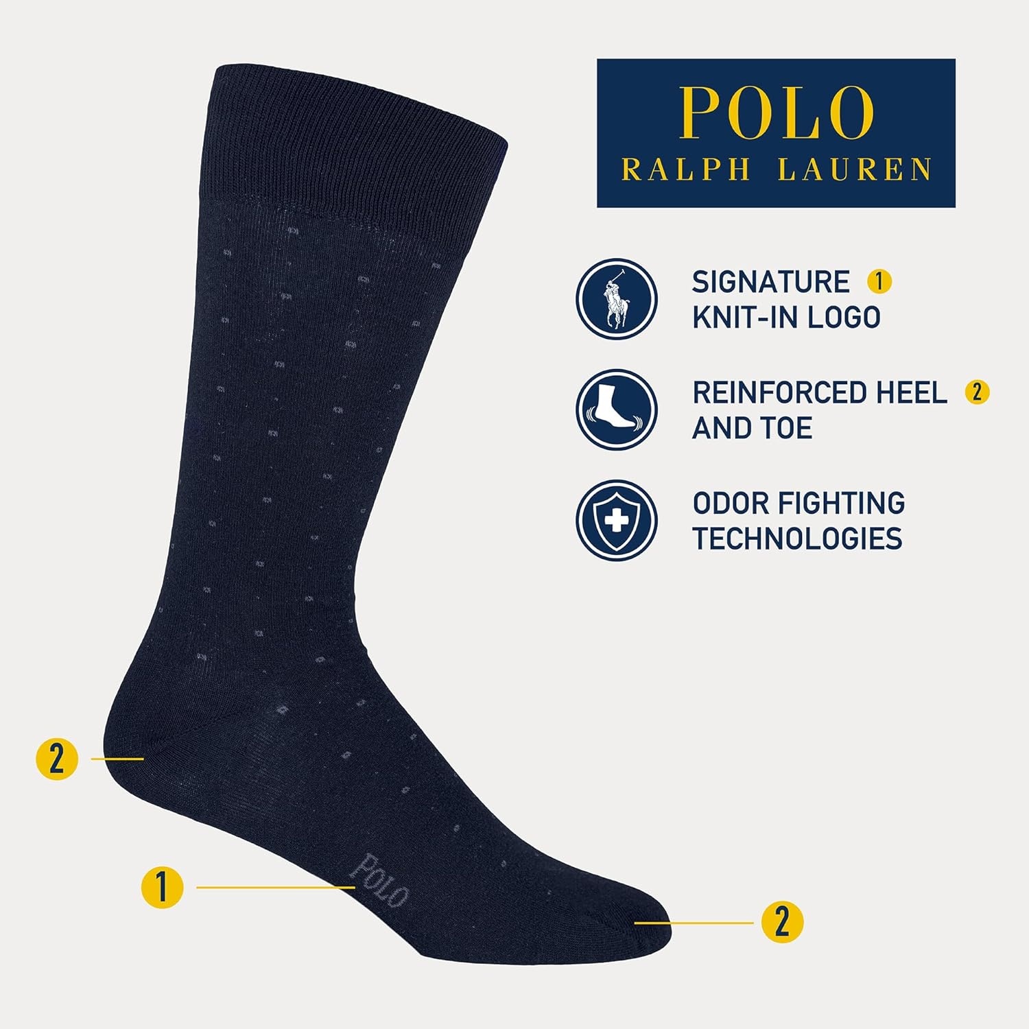 imagePOLO RALPH LAUREN Mens Casual Wool Ribbed Boot Crew Socks 1 Pair Pack Doer LambswoolBrown