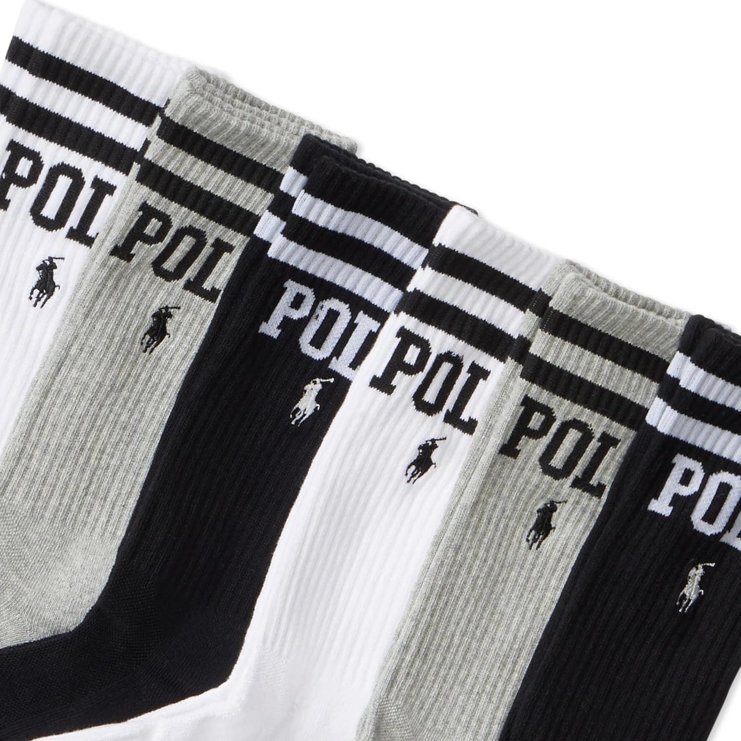 imagePOLO RALPH LAUREN Mens Casual Wool Ribbed Boot Crew Socks 1 Pair Pack Doer LambswoolDouble Bar Polo