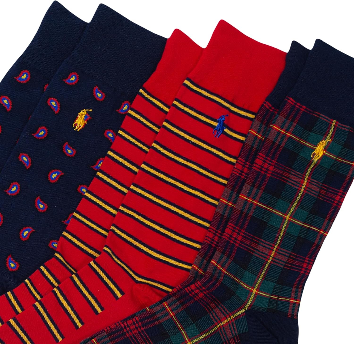 imagePOLO RALPH LAUREN Mens Casual Wool Ribbed Boot Crew Socks 1 Pair Pack Doer LambswoolHoliday Assorted
