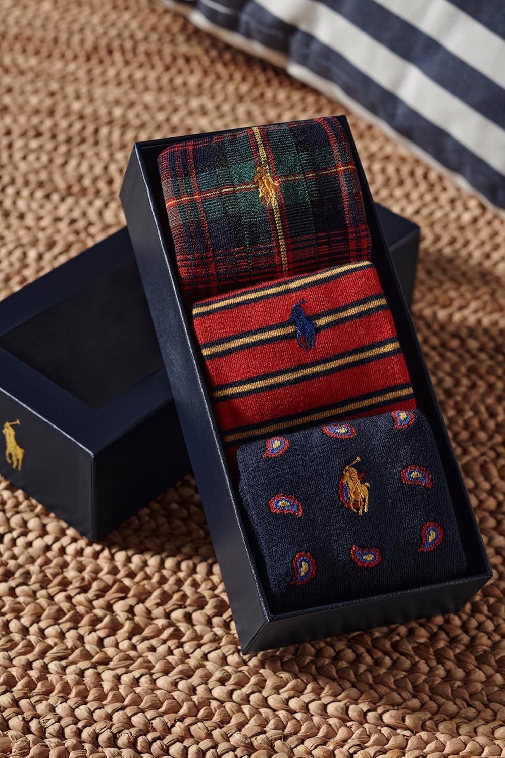 imagePOLO RALPH LAUREN Mens Casual Wool Ribbed Boot Crew Socks 1 Pair Pack Doer LambswoolHoliday Assorted