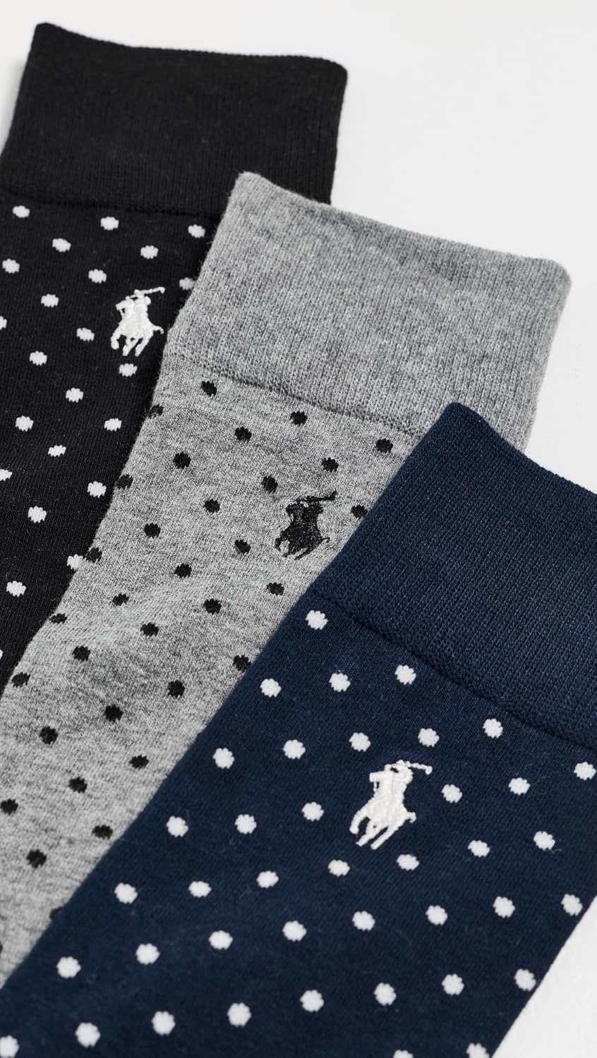 imagePOLO RALPH LAUREN Mens Casual Wool Ribbed Boot Crew Socks 1 Pair Pack Doer LambswoolNavy Assorted