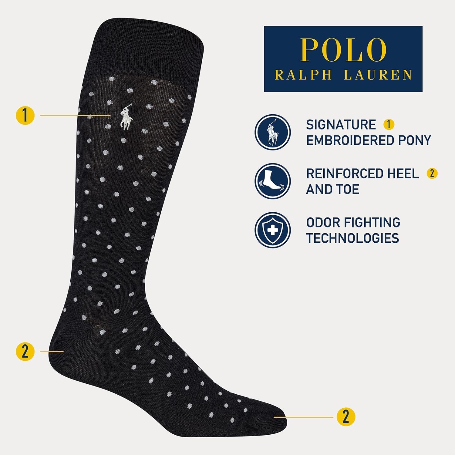 imagePOLO RALPH LAUREN Mens Casual Wool Ribbed Boot Crew Socks 1 Pair Pack Doer LambswoolPin Dot Wine