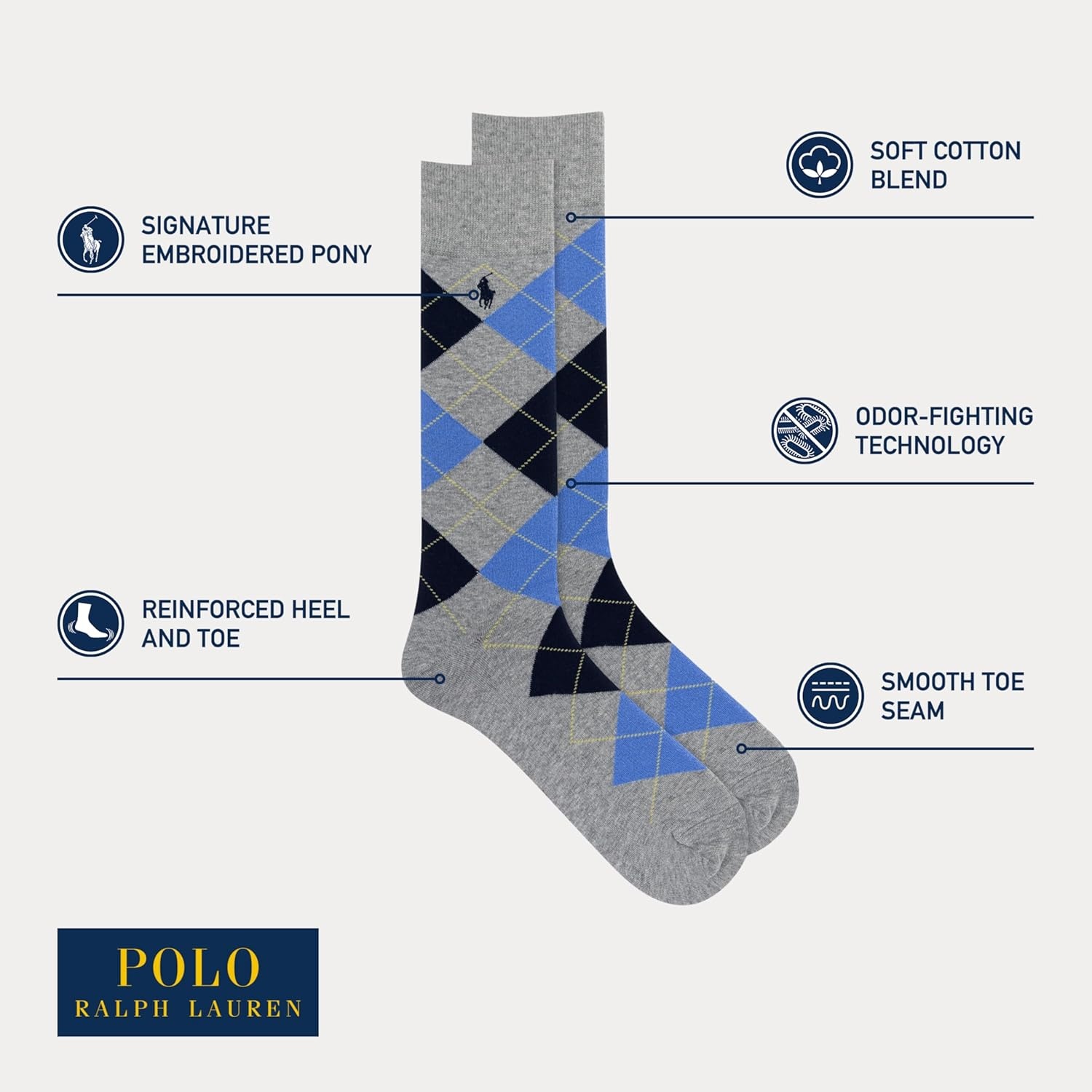 imagePOLO RALPH LAUREN Mens Casual Wool Ribbed Boot Crew Socks 1 Pair Pack Doer LambswoolPink Assorted