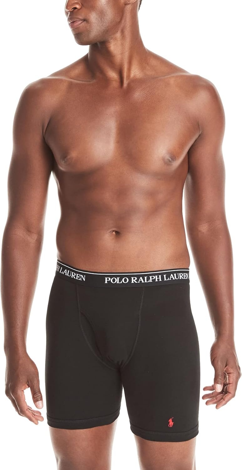 imagePOLO RALPH LAUREN Mens Classic Fit Cotton Boxer Briefs Trunks amp Long Leg Available 3PackAndover HeatherMadison HeatherBlack 3 Pack