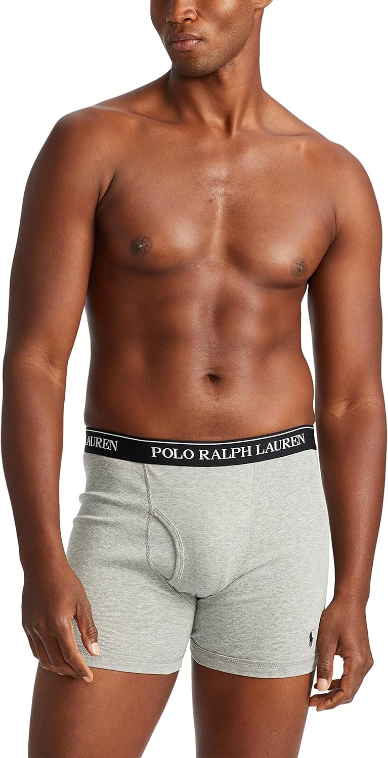 imagePOLO RALPH LAUREN Mens Classic Fit Cotton Boxer Briefs Trunks amp Long Leg Available 3PackAndoverMadisonPolo Black