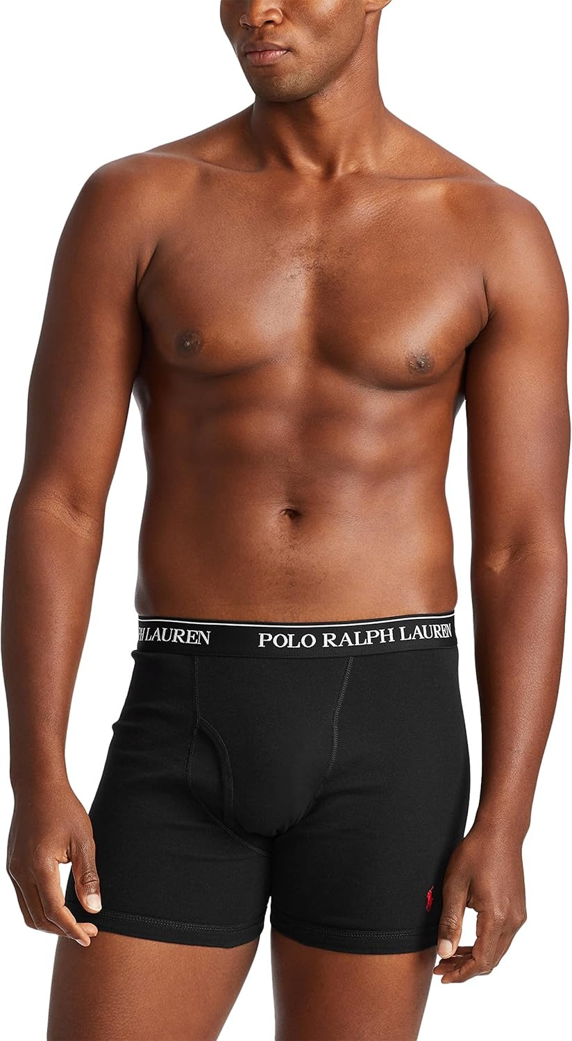 imagePOLO RALPH LAUREN Mens Classic Fit Cotton Boxer Briefs Trunks amp Long Leg Available 3PackAndoverMadisonPolo Black