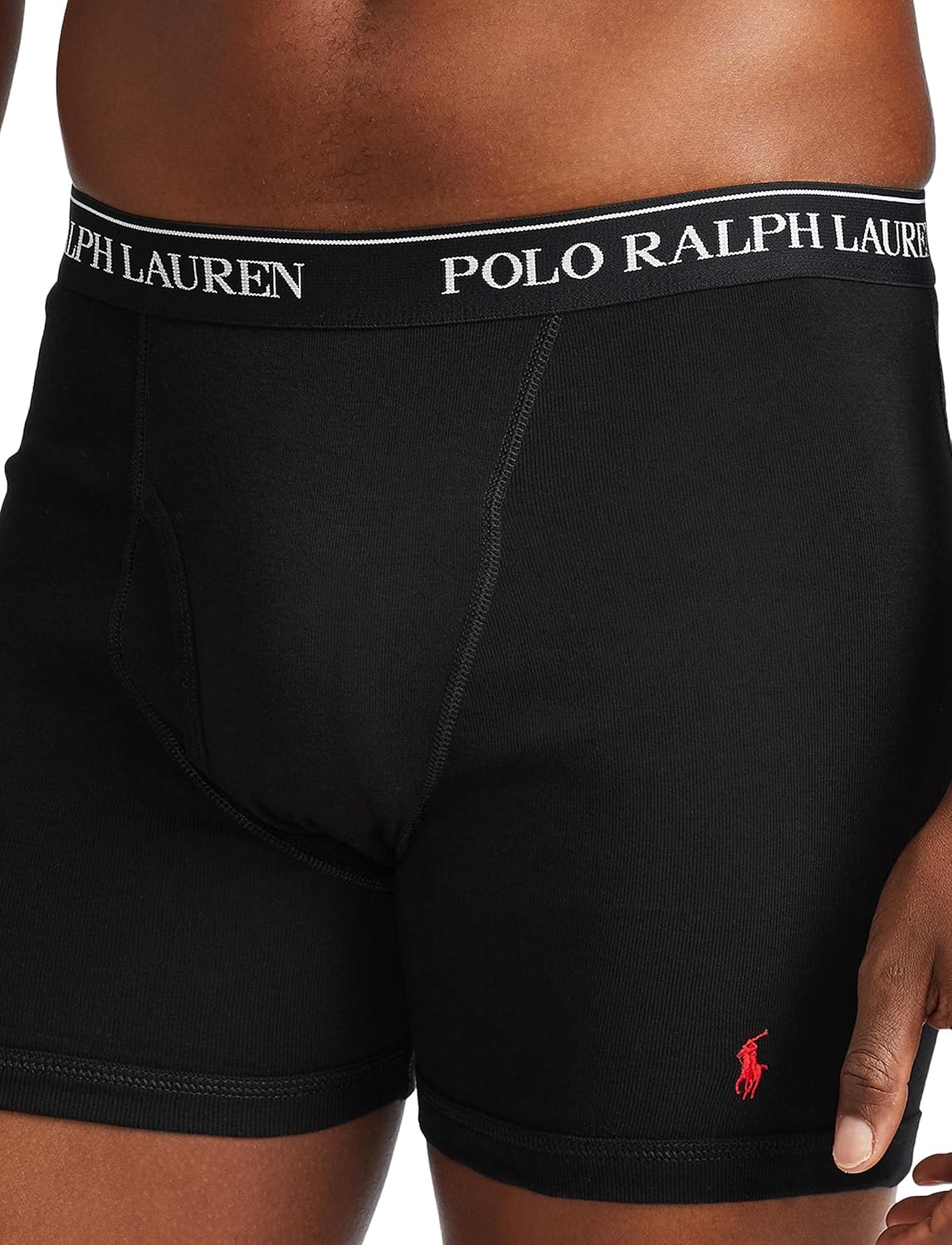 imagePOLO RALPH LAUREN Mens Classic Fit Cotton Boxer Briefs Trunks amp Long Leg Available 3PackBlackRed 3 Pack