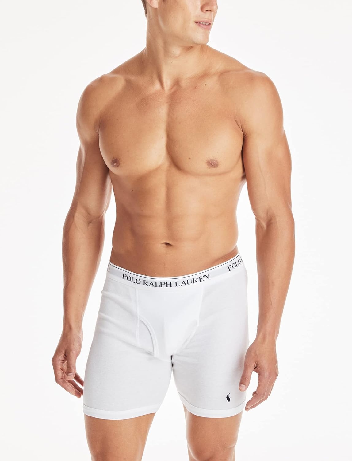 imagePOLO RALPH LAUREN Mens Classic Fit Cotton Boxer Briefs Trunks amp Long Leg Available 3PackWhiteNavy 3 Pack