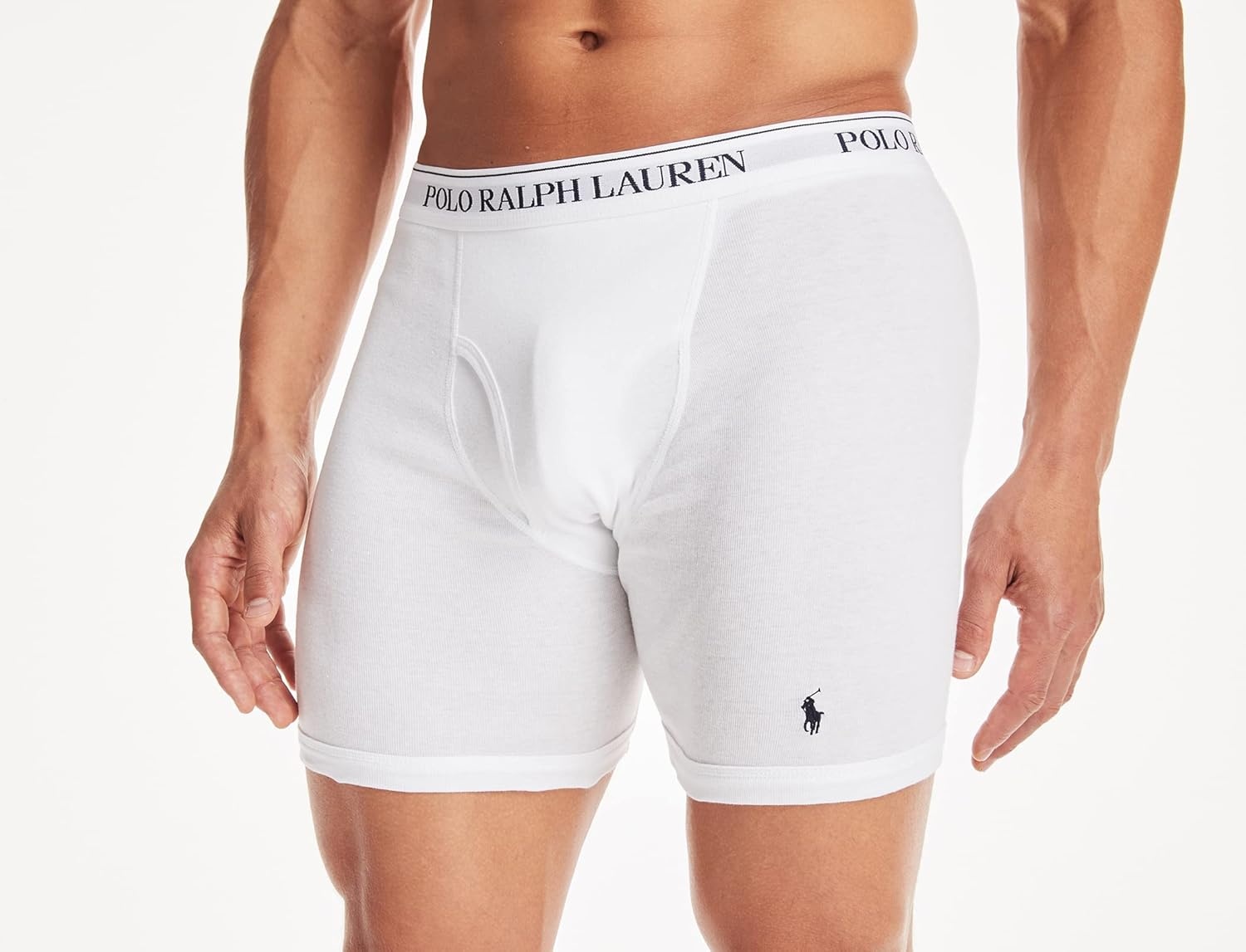 imagePOLO RALPH LAUREN Mens Classic Fit Cotton Boxer Briefs Trunks amp Long Leg Available 3PackWhiteNavy 3 Pack