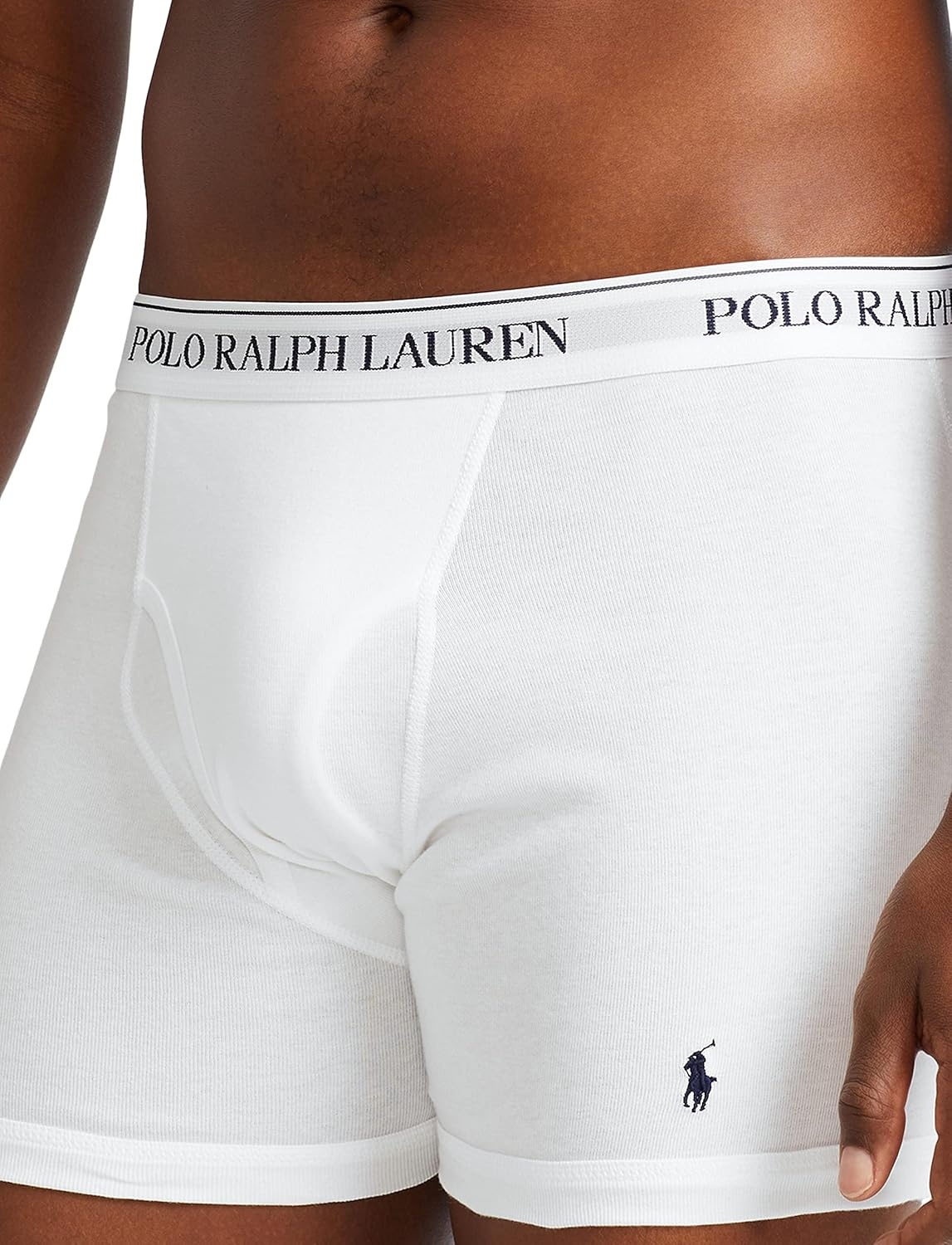 imagePOLO RALPH LAUREN Mens Classic Fit Cotton Boxer Briefs Trunks amp Long Leg Available 3PackWhiteNavy 3 Pack
